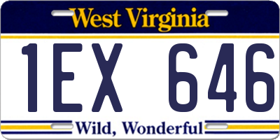 WV license plate 1EX646