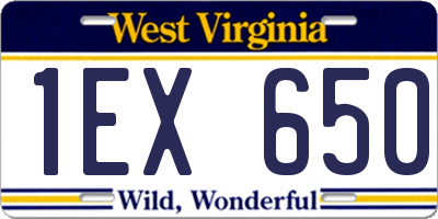 WV license plate 1EX650