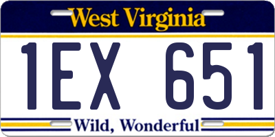 WV license plate 1EX651