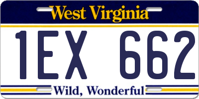 WV license plate 1EX662