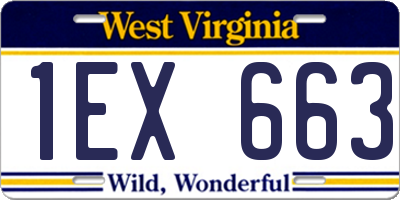 WV license plate 1EX663