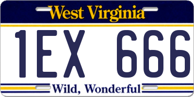 WV license plate 1EX666