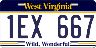 WV license plate 1EX667
