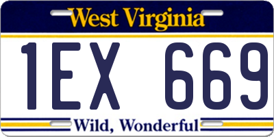 WV license plate 1EX669