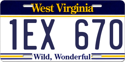 WV license plate 1EX670