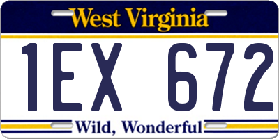 WV license plate 1EX672