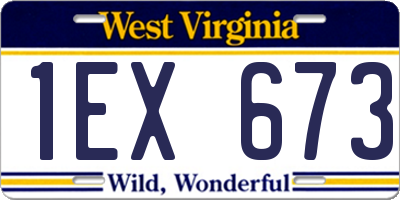 WV license plate 1EX673