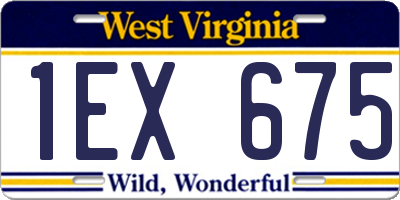 WV license plate 1EX675