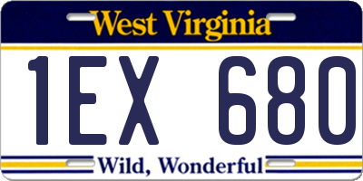 WV license plate 1EX680
