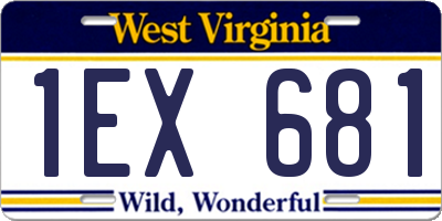 WV license plate 1EX681