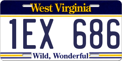 WV license plate 1EX686