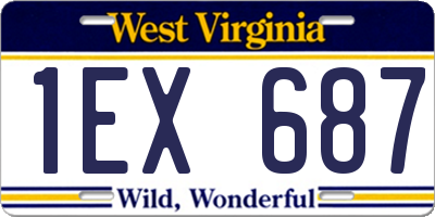 WV license plate 1EX687
