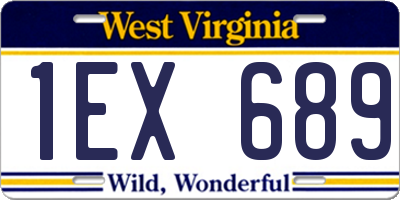WV license plate 1EX689