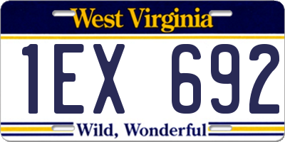 WV license plate 1EX692