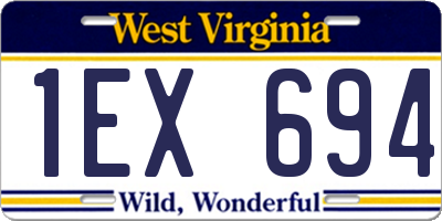 WV license plate 1EX694