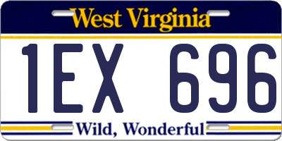 WV license plate 1EX696