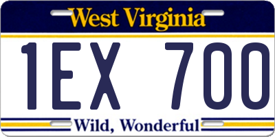 WV license plate 1EX700
