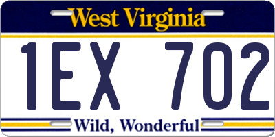 WV license plate 1EX702