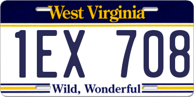 WV license plate 1EX708