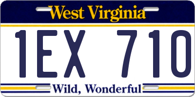 WV license plate 1EX710