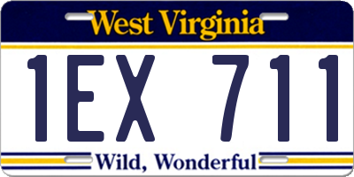 WV license plate 1EX711