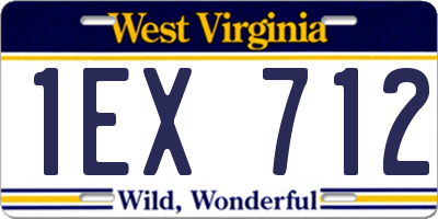 WV license plate 1EX712