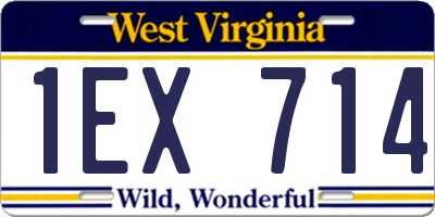 WV license plate 1EX714