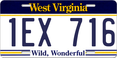 WV license plate 1EX716