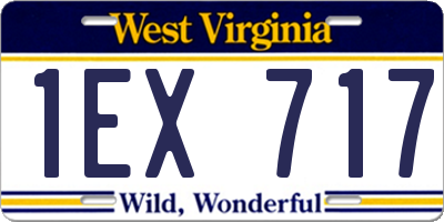 WV license plate 1EX717