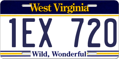 WV license plate 1EX720