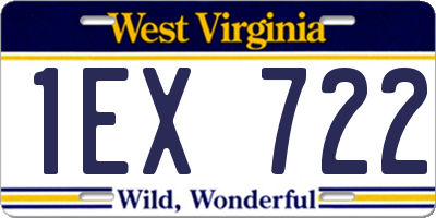 WV license plate 1EX722