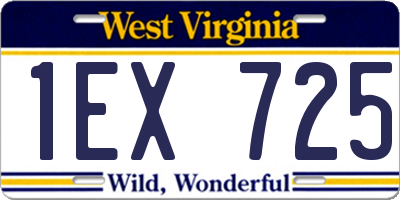 WV license plate 1EX725