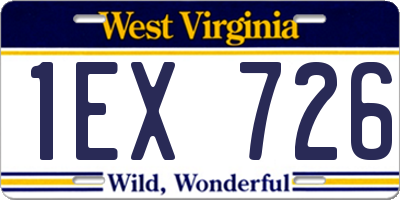 WV license plate 1EX726