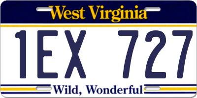 WV license plate 1EX727
