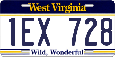 WV license plate 1EX728