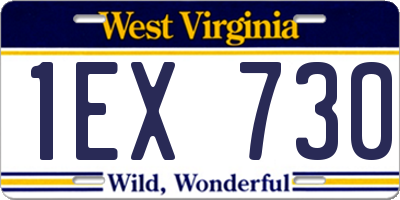 WV license plate 1EX730