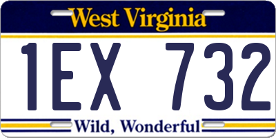 WV license plate 1EX732