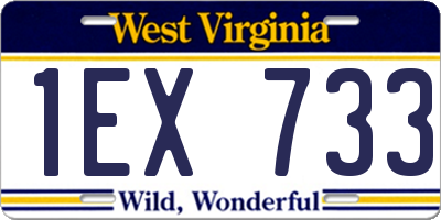WV license plate 1EX733
