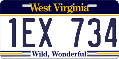 WV license plate 1EX734