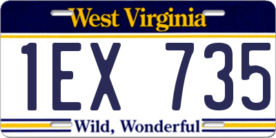 WV license plate 1EX735