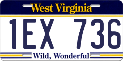 WV license plate 1EX736