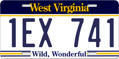 WV license plate 1EX741