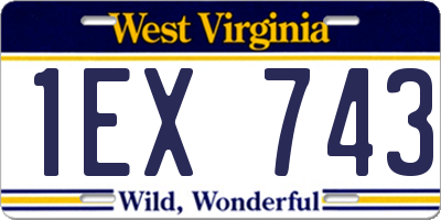 WV license plate 1EX743