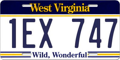 WV license plate 1EX747