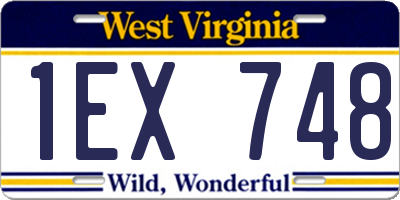 WV license plate 1EX748