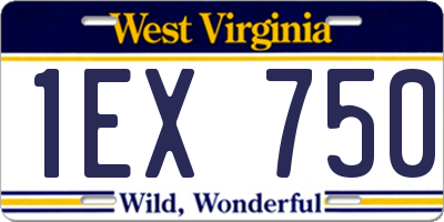 WV license plate 1EX750