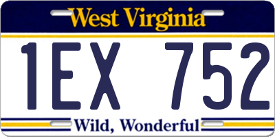 WV license plate 1EX752