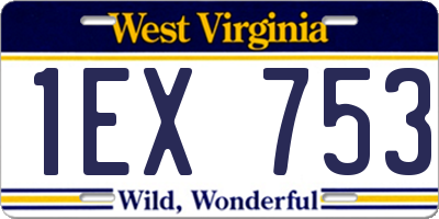 WV license plate 1EX753