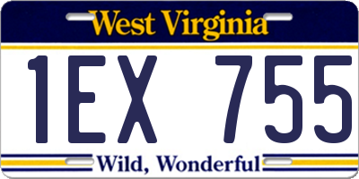WV license plate 1EX755