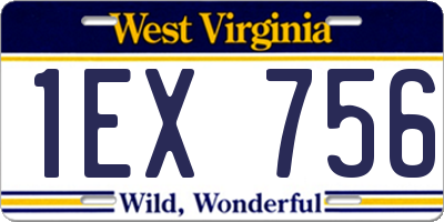 WV license plate 1EX756